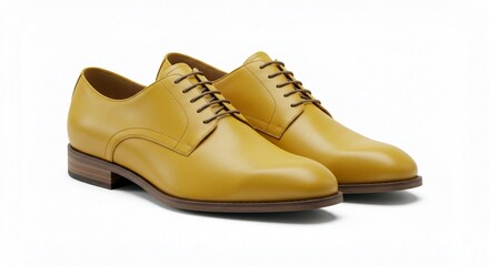 Stylish Mustard Yellow Leather Men s Derby Shoes Formal Footwear Elegant Design
