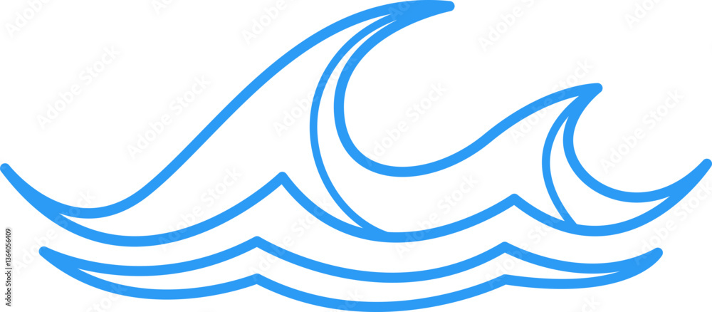 Poster wave simple line icon element set