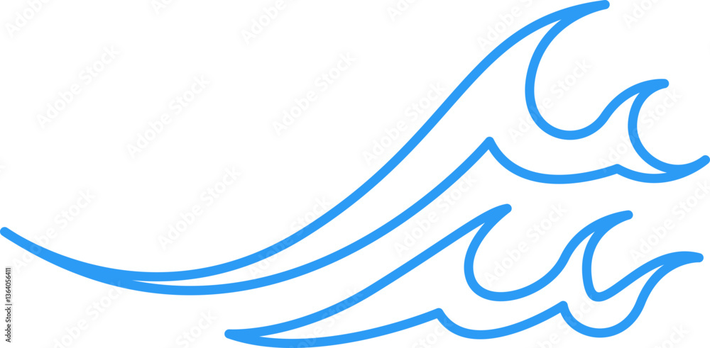 Poster wave simple line icon element set