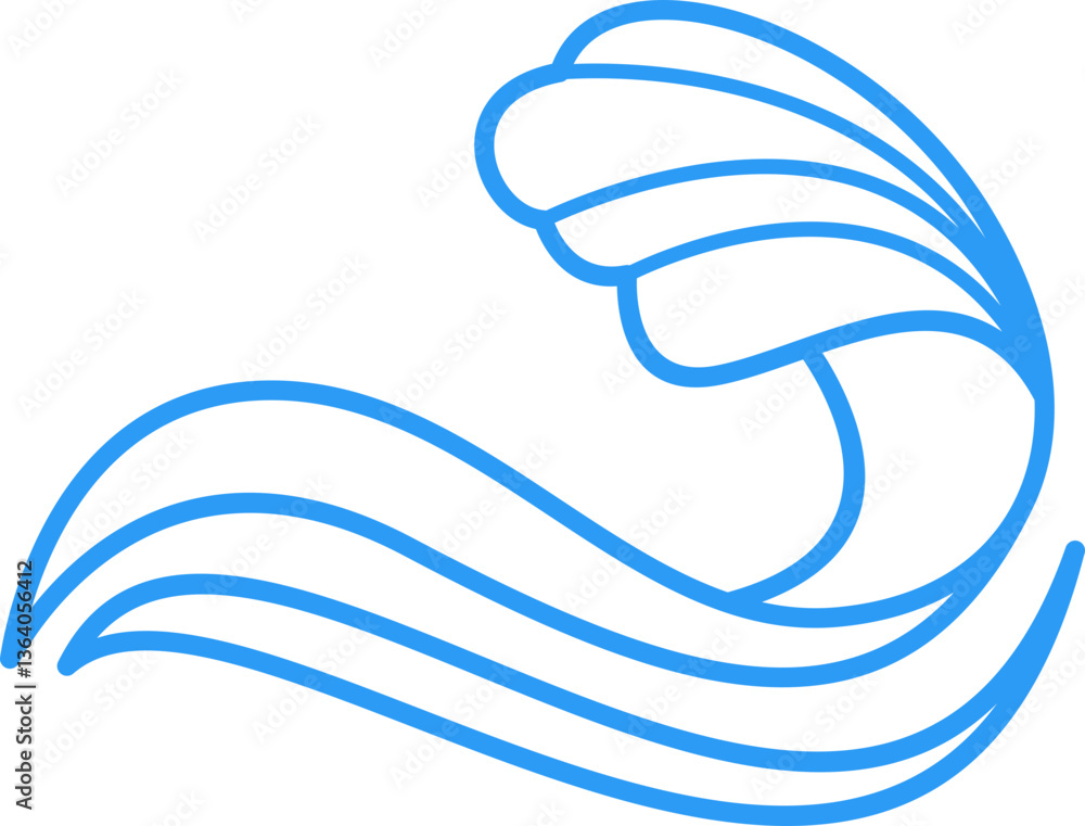 Poster wave simple line icon element set