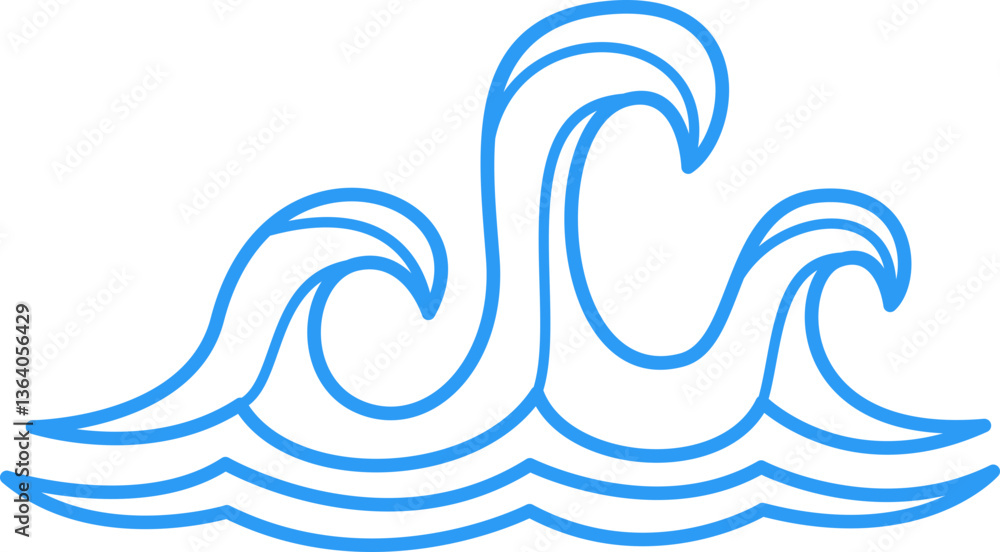 Poster wave simple line icon element set