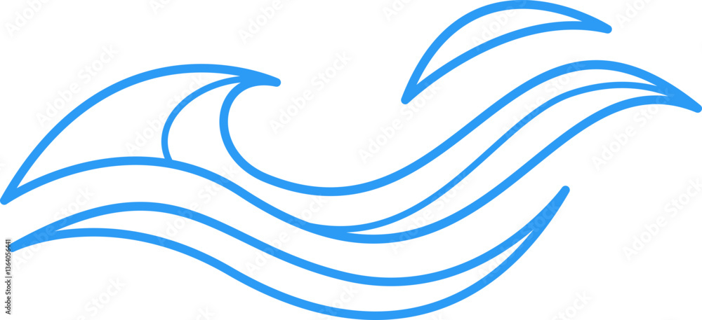 Poster wave simple line icon element set