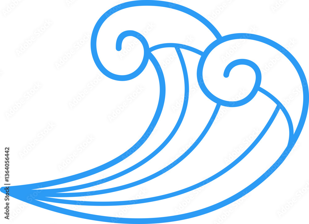 Poster wave simple line icon element set