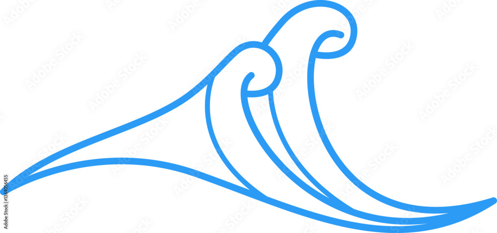 Poster wave simple line icon element set