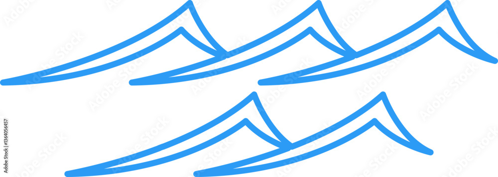 Poster wave simple line icon element set