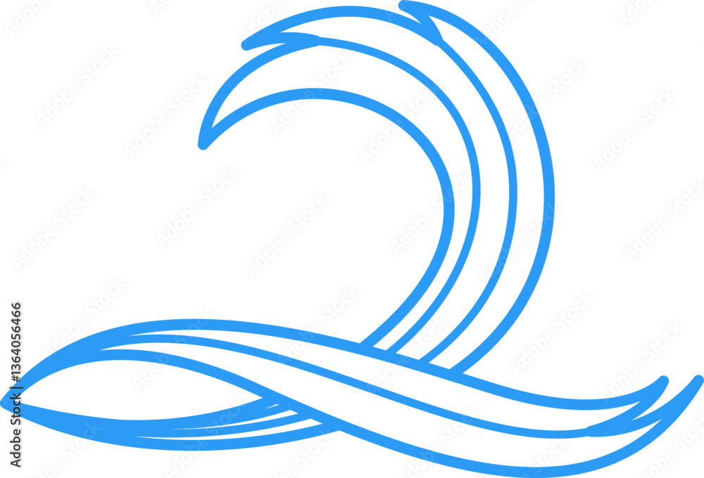 Poster wave simple line icon element set
