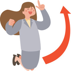 上向き矢印とビジネスウーマン