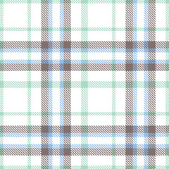 Vivid White Seamless Tartan with Soft Light Teal accents Textile Design