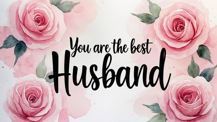 You are the best husband, Watercolor Card  with Flowers
