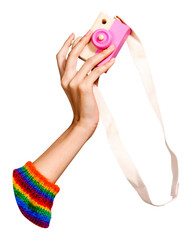 Png pink camera toy sticker, transparent background