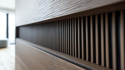 Obraz premium Close-Up of Textured Wood Surface with Modern Interior Design Element
