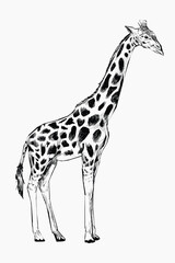 Naklejka premium Giraffe sketch animal illustration vector