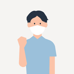 Man wearing COVID-19 face mask illustration vector