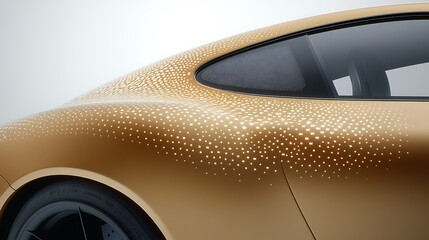 Fototapeta premium Golden car's rear quarter panel with light pattern.