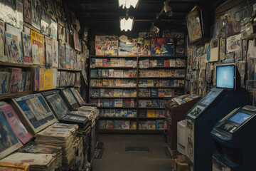 Fototapeta premium Room filled with books and magazines, cozy armchair by the window, warm light streaming in, inviting reading nook.