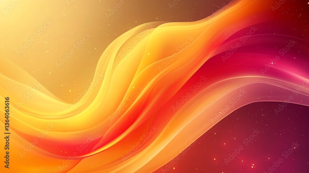 Aufkleber abstract flowing wave pattern with warm gradient colors and light effects