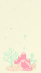 Ocean life doodle iPhone wallpaper, aquatic design vector