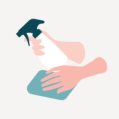 Cleaning bottle, healthcare illustration collage element vector