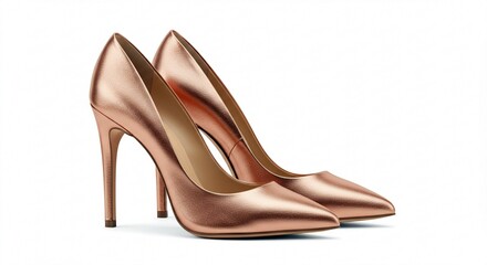 Elegant Rose Gold Metallic High Heels Pointed Toe Stilettos Fashion Footwear