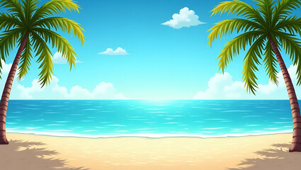 Obraz premium Tropical Beach Background: Creative Flat Design for Summer Travel Ads