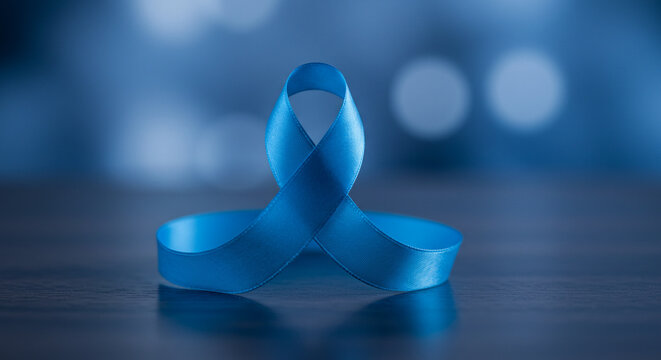 Flowing Light Blue Awareness Ribbon on Soft Background - Symbol of Hope and Compassion