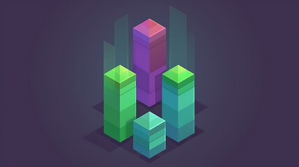 Obraz premium Colorful isometric data bars arranged in a geometric graphic design