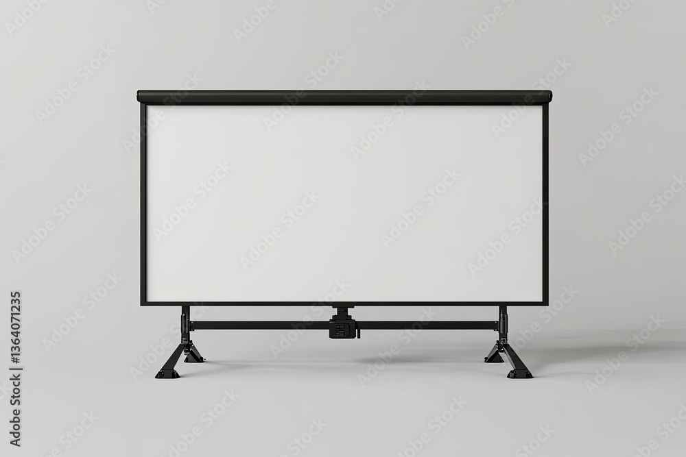 Poster flawless image of screen projector stand on white background 3d rendering illustration