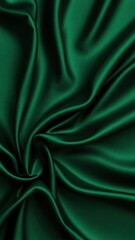 Fototapeta premium Black green silk satin background. Copy space for text or product. Wavy soft folds on shiny fabric. Luxurious dark green background. Christmas. Anniversary. Black Friday. Web banner.