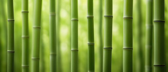 Lush bamboo stalks create serene and tranquil atmosphere, showcasing vibrant green hues and natural beauty. This captures essence of peaceful bamboo forest