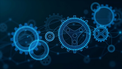 Real Estate Concept: Property Value, Location, Contract Price Icons & Diagrams with Gears