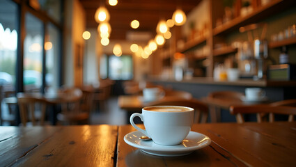 Fototapeta premium Cozy Caf? Interior Border with Copy Space for International Coffee Day Marketing Materials
