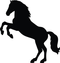 Silhouette of Horse: A powerful, black silhouette of a rearing horse against a simple background, highlighting its strength and elegant form. 