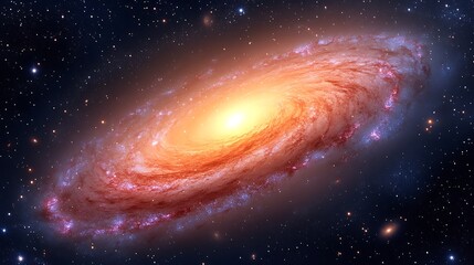 Naklejka premium Spiral galaxy with bright core in deep space.