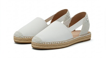 Naklejka premium Elegant White Espadrille Sandals Summer Women s Casual Shoes Platform Wedge Comfortable Footwear