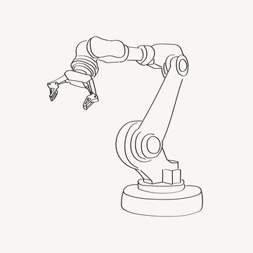 robotic arm outline drawing clip art preview
