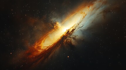 Fototapeta premium Cosmic nebula with vibrant orange and blue hues.