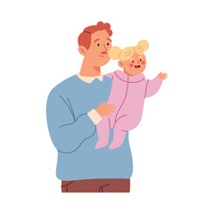 Dad and baby daughter - Isolated Illustration