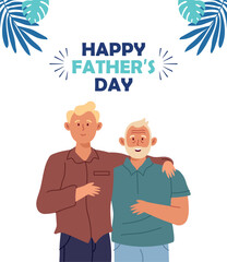 Son with his elderly father - Flyer Illustration