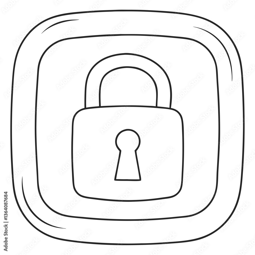 Poster a simple padlock icon nestled within a bold, rounded square frame, symbolizing digital security and 