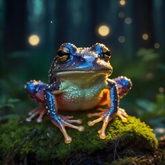 Boreal Chorus Frog Jumping Across Dew-Covered Grass in Soft Morning Light
