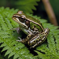 Boreal Chorus Frog on Lily Pad with Sun Reflection in Quiet Pond
