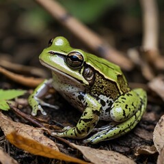 Boreal Chorus Frog Calling Out by Pond, Ripples and Evening Glow