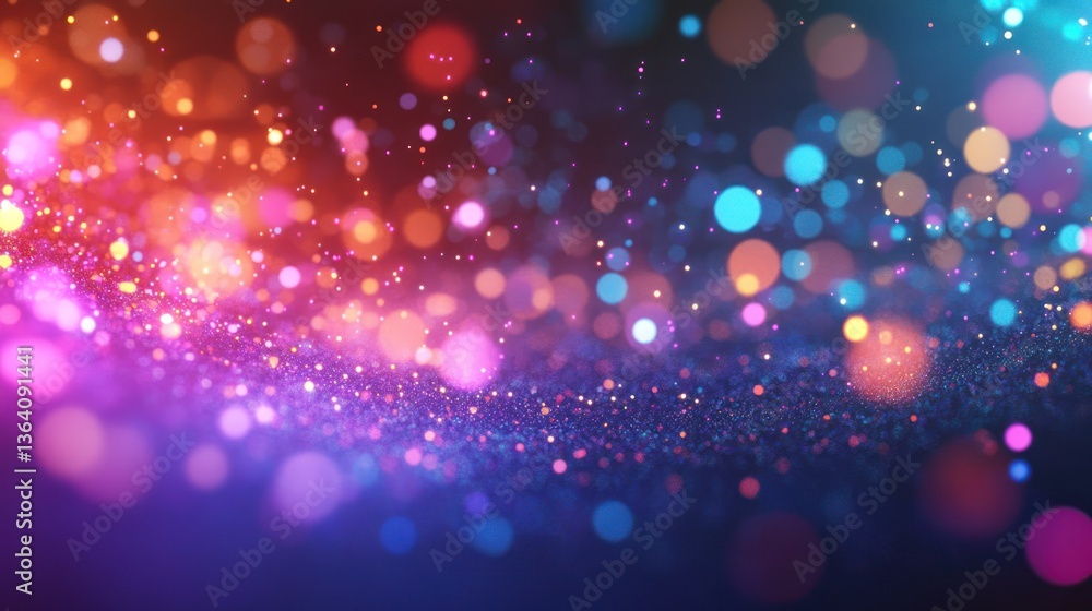 Poster abstract bokeh background with vibrant colors and sparkling lights creating a magical effect