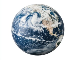 A vibrant, large blue Earth globe featuring detailed continents and oceans, set against a clean, crisp white background that enhances its vivid colors and intricate features.
