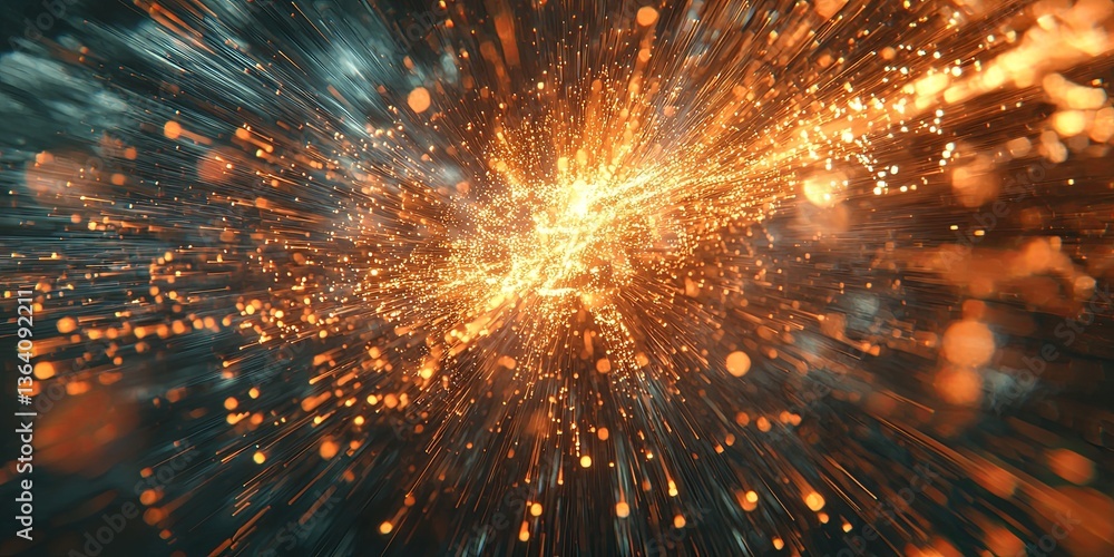 Fototapete Futuristic Data Flow Visualization with Bright Lights and Dynamic Lines Representing Technology and Information in Motion