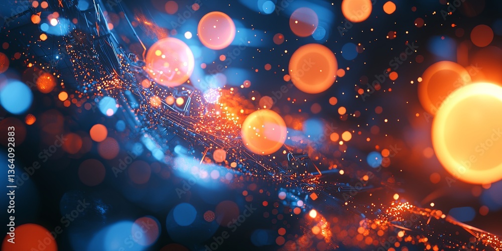 Aufkleber abstract futuristic technology background with glowing circles, digital particles, and geometric sha