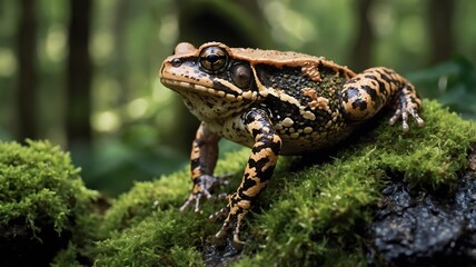 Oak Toad Catching an Insect in a Sunlit Meadow Surrounded by Wildflowers