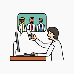 Doctor online seminar doodle collage element vector