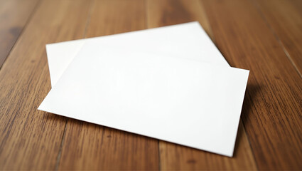 Flat Blank White Business Card Presentation on Wood Background: Showcase Your Corporate Identity with a Professional Branding Tool for Effective Networking - Cute Vector Illustration