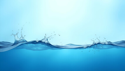 Blue Water Waves and Water Bucket Border: Creative Photo Stock Concept for World Water Day with Ample Copy Space for Messages on Water Collection and Conservation